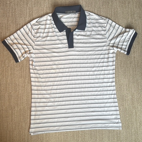 G/FORE Navy White Stripe Performance Polo Men's Small Golf Shirt Stretch Shirt - Picture 2 of 13
